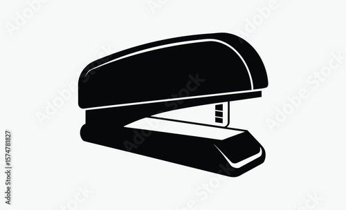 Stapler silhouette,Stapler Shape in Solid Black, Stapler silhouette vector, office tool icon, desk supply illustration 