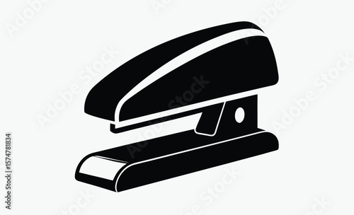 Stapler silhouette,Stapler Shape in Solid Black, Stapler silhouette vector, office tool icon, desk supply illustration 