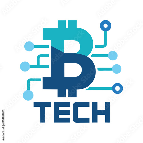 Bitcoin technology logo with circuitry elements and text