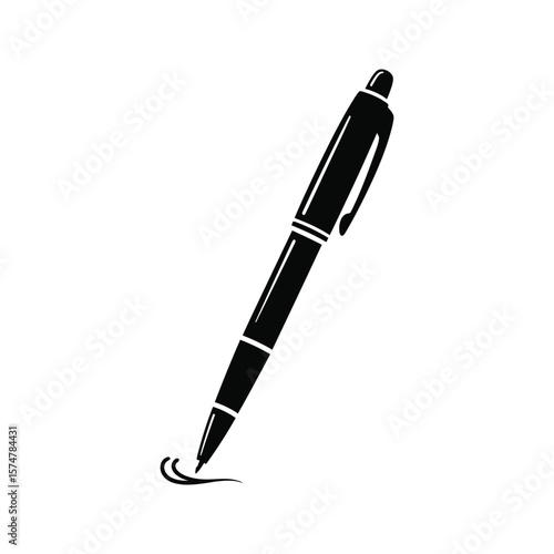 Black pen writing simple vector illustration stationery office supply writing instrument design element