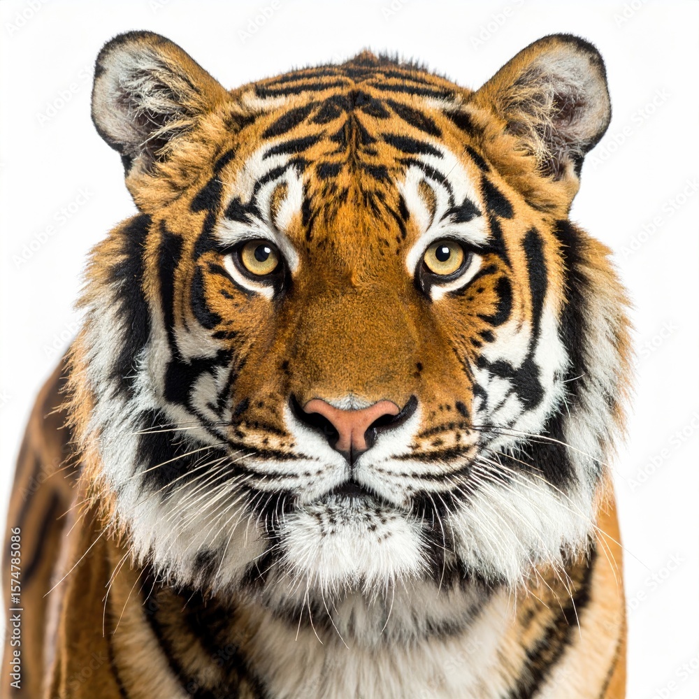 Fototapeta premium Majestic Close-Up of a Tiger with Striking Features and Expression