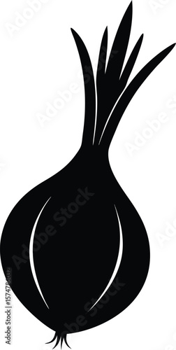 A silhouette vector illustration set of five allium vegetables