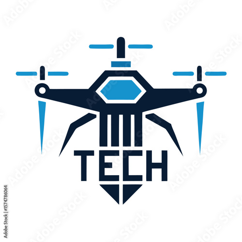 Modern drone technology logo with abstract geometric design