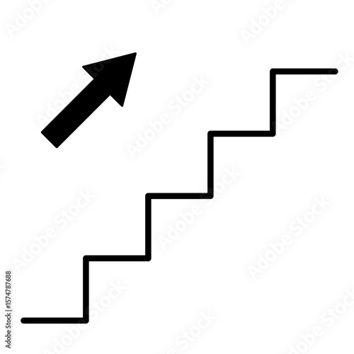 階段：5段のアイコンイラスト（線画）007