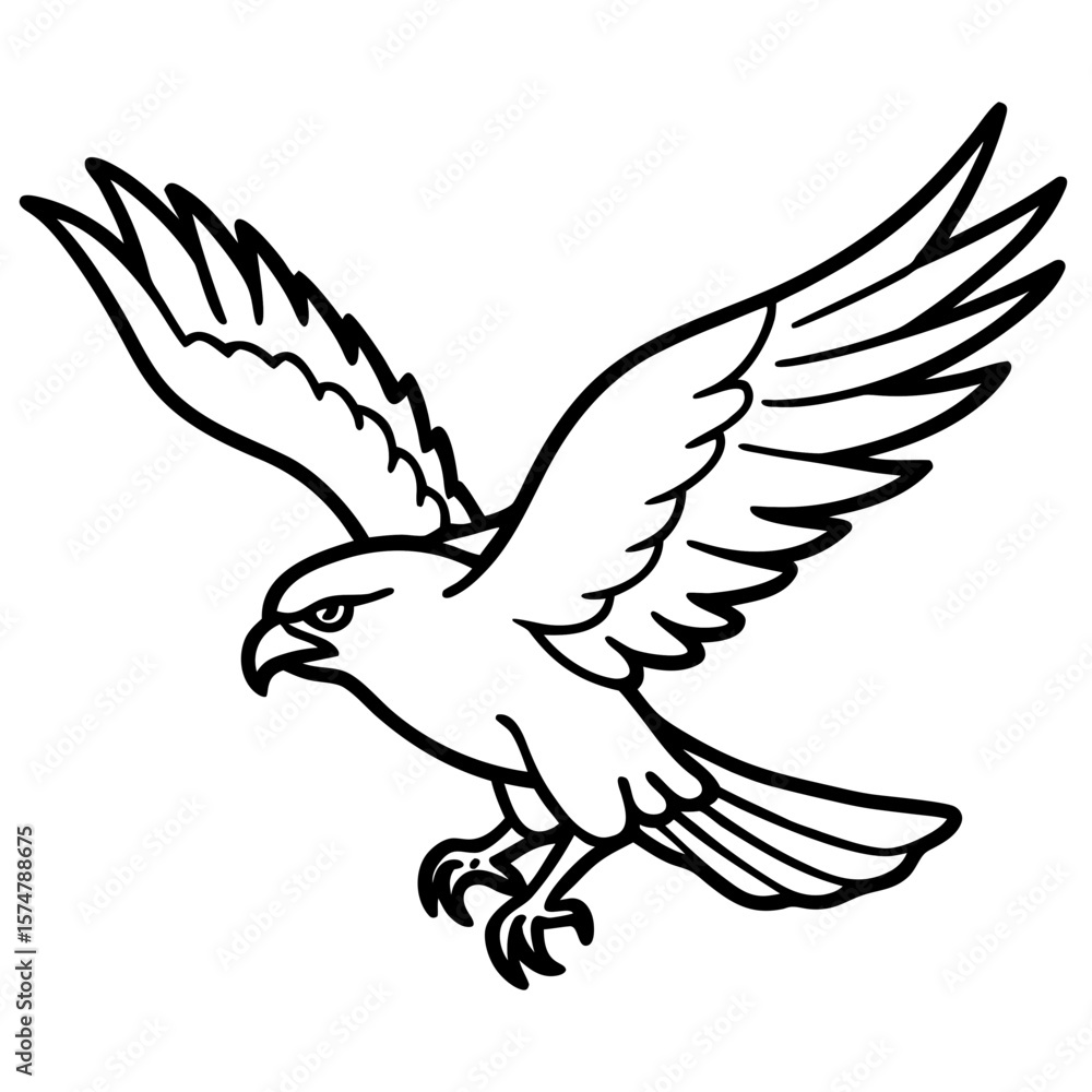 Obraz premium Gliding Hawk Silhouette Vector