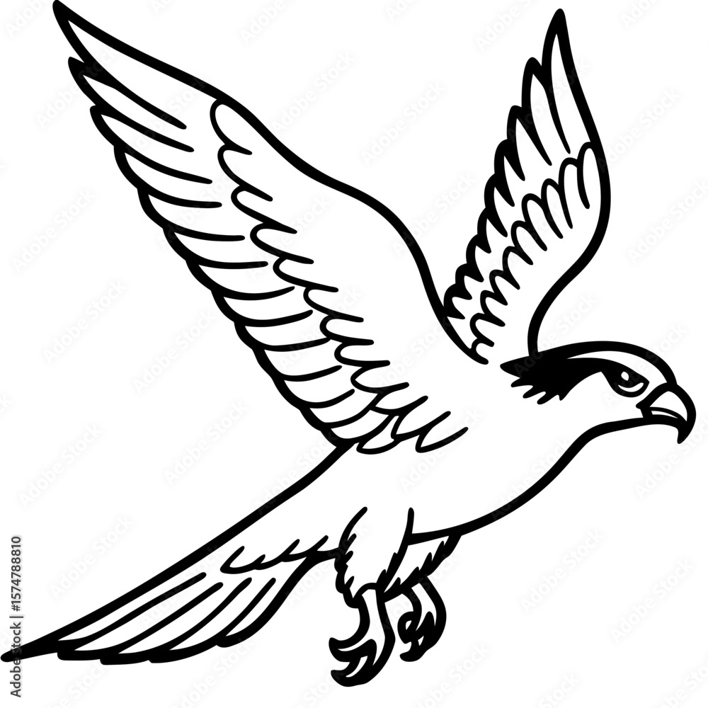 Obraz premium Gliding Hawk Silhouette Vector