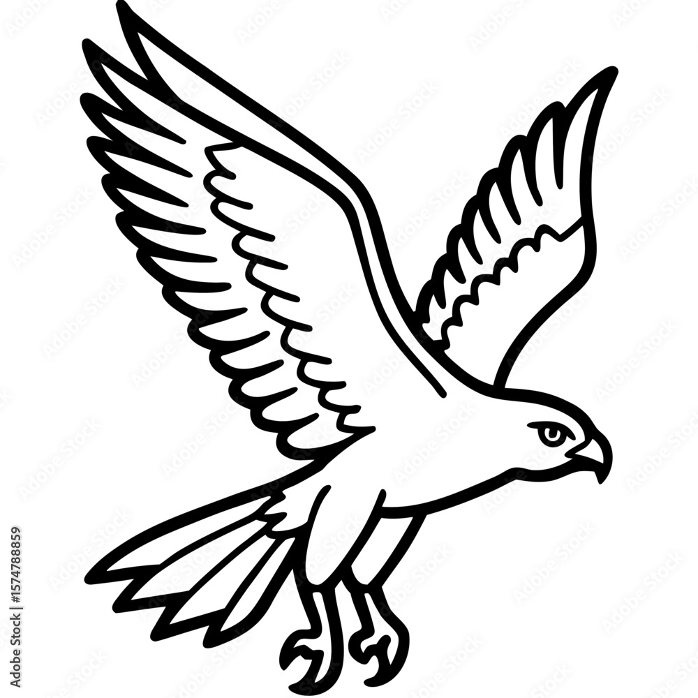 Obraz premium Gliding Hawk Silhouette Vector