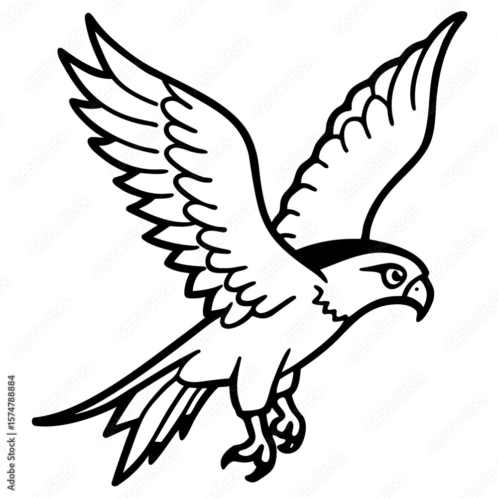 Obraz premium Gliding Hawk Silhouette Vector