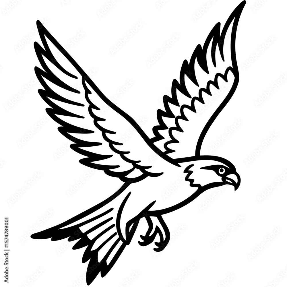 Obraz premium Gliding Hawk Silhouette Vector