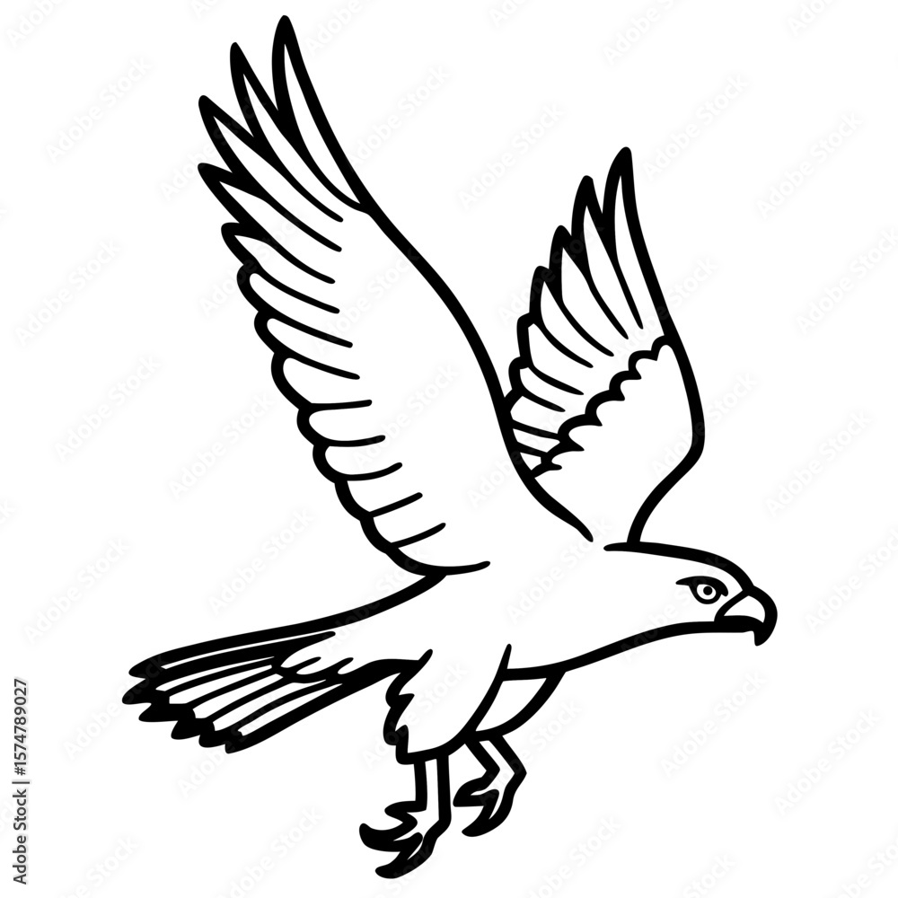 Obraz premium Gliding Hawk Silhouette Vector