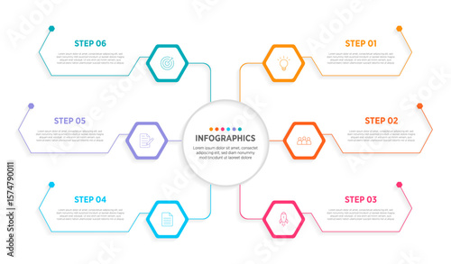 Modern Vector infographic label design with circle infographic template design and 6 options or steps. Can be used for process diagram, presentations, workflow layout, banner, flow chart, info graph.