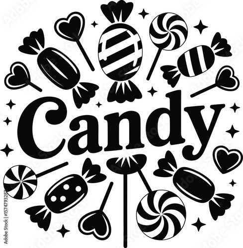 Candy sweets lollipops vector design illustration confectionery shop sweetmeats graphic isolated on white