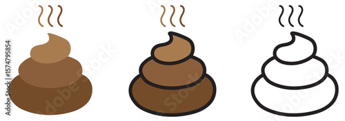 Poop icon collection. Dog shit vector icon. Animal poo symbol.