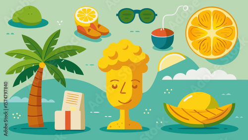 Vector Illustration of Lemon and Italian Pasta – Mediterranean Food Art for Kitchen Decor, Gourmet Recipes, Rustic Cuisine, Traditional Culinary Design