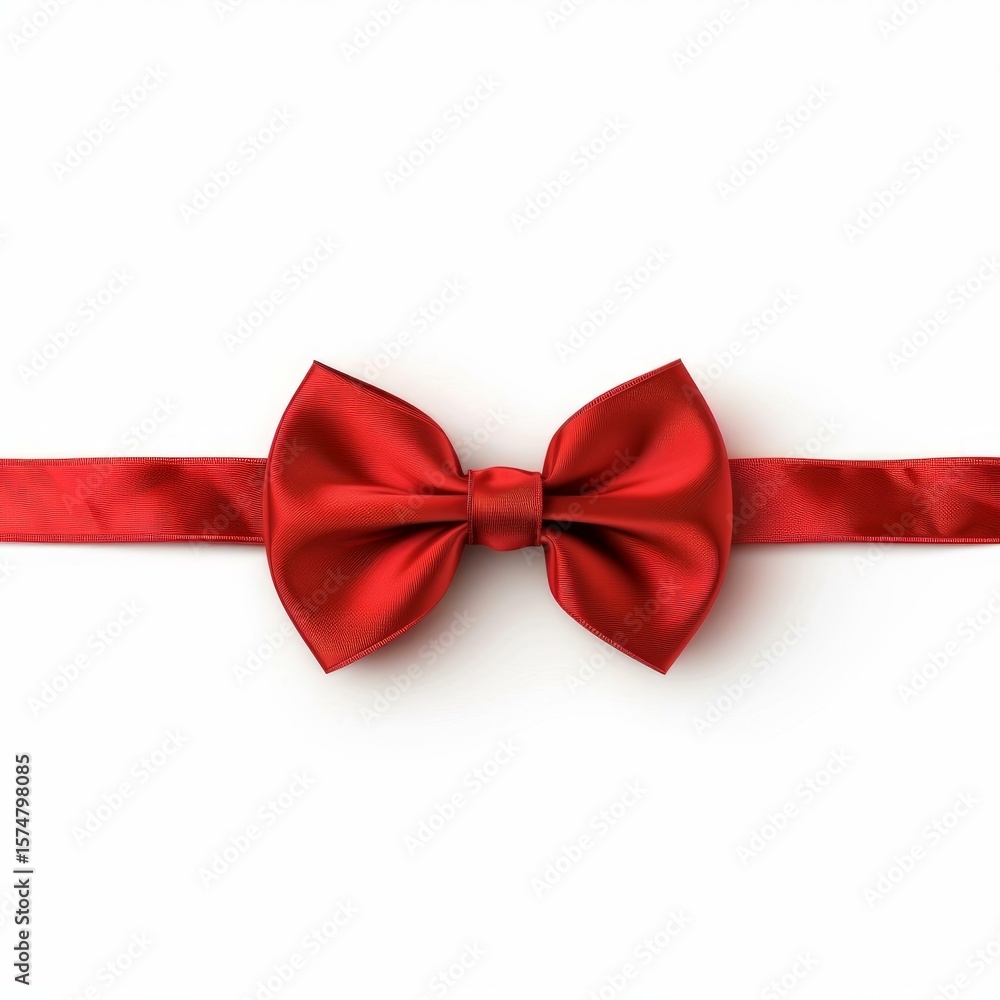 Fototapeta premium Red ribbon bow adding a touch of elegance and celebration to a clean white backdrop