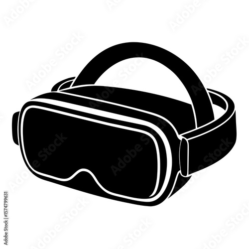 silhouette of a virtual reality headset on white background
