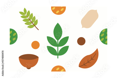 Vegan Grains And Plant Proteins Seamless Icons On