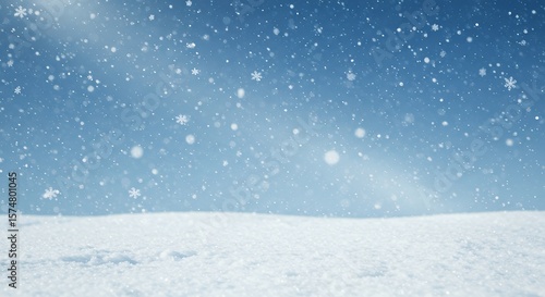 Wallpaper Mural Snowy Winter Landscape with Falling Snowflakes Under Blue Sky for Holiday and Seasonal Themes Torontodigital.ca