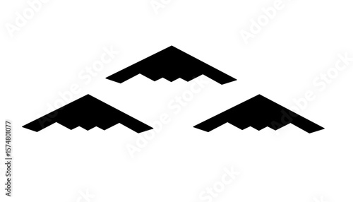 three modern bomber aircraft vector design silhouettes. silhouette of a modern bomber aircraft. silhouette of war plane.