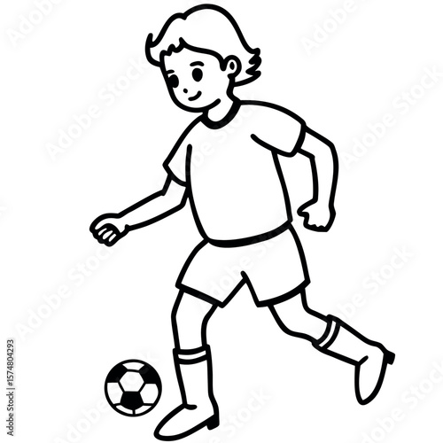  child who play football vector illustration.
