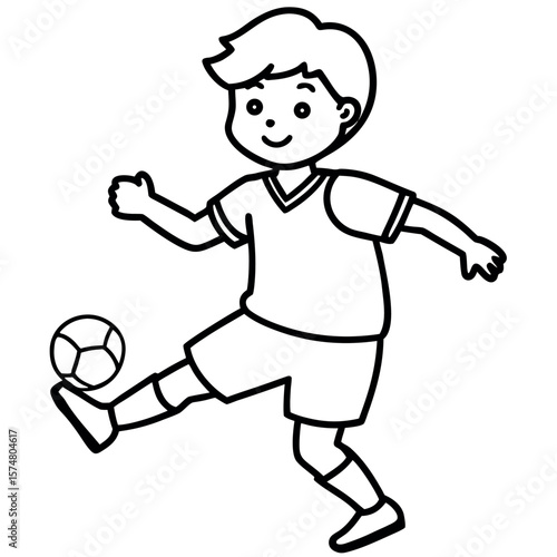  child who play football vector illustration.
