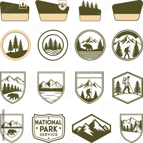 Customizable National Park Sign, National Park Clipart, National Park Sign Vector Silhouette, USA National Parks Sign Outlines, American National Park Badges Silhouette