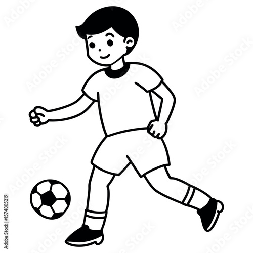  child who play football vector illustration.

