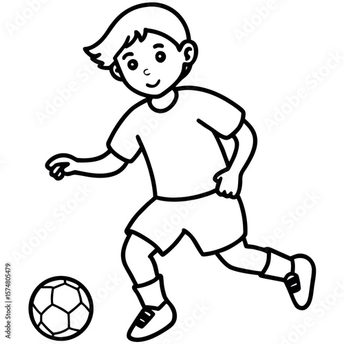  child who play football vector illustration.
