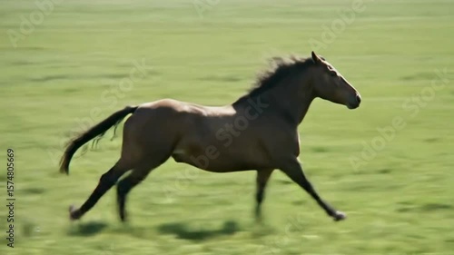 Wallpaper Mural Majestic Brown Horse Galloping Across Lush Green Meadow in Motion Torontodigital.ca