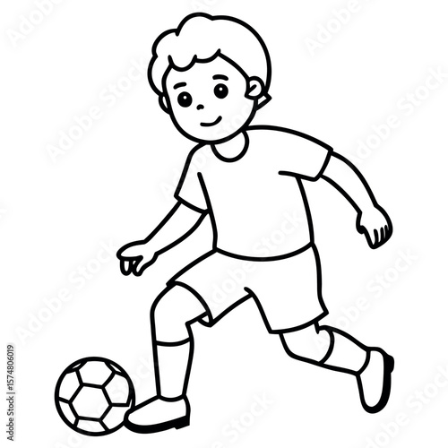  child who play football vector illustration.
