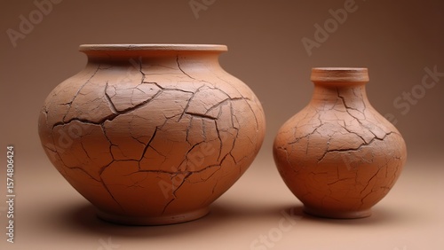 Ceramic Pots with Crackle Finish - Rustic Decorative Vases