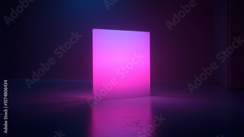 Vibrant Pink Gradient Backlit Panel in Minimalist Room Setting