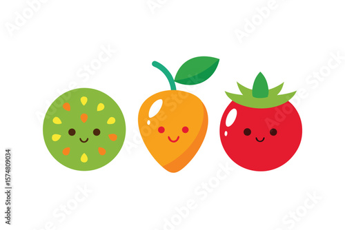 Wallpaper Mural Playful Fruit Icons For Textile Design On White Torontodigital.ca