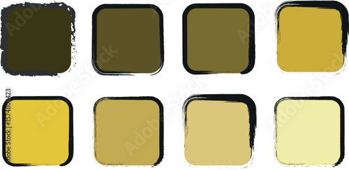 Messy and Imperfect Pencil Box Frames – Grunge Sketch-Style Borders in Rectangular and Square Shapes in Yellow Colour

