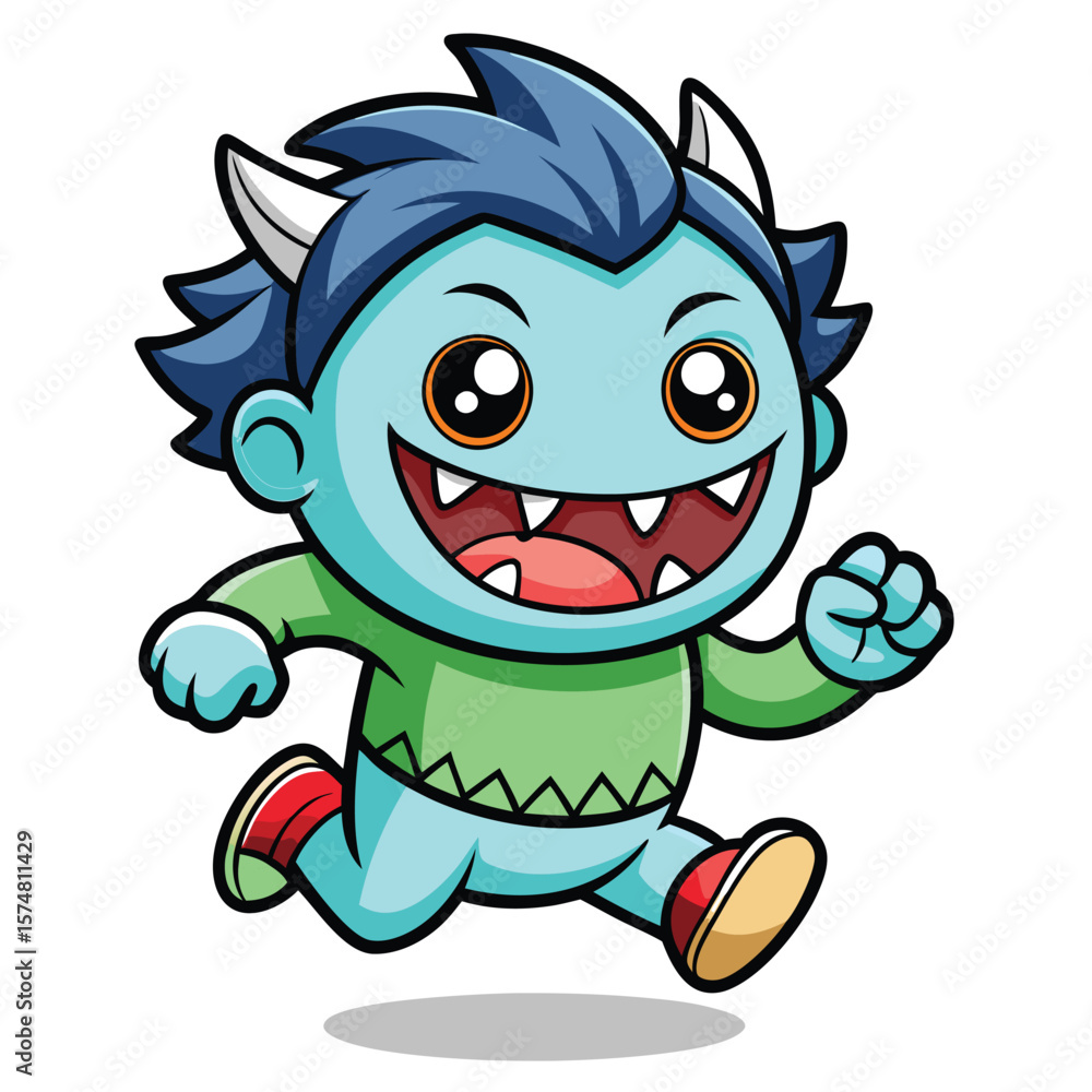 Obraz premium Cartoon monster running