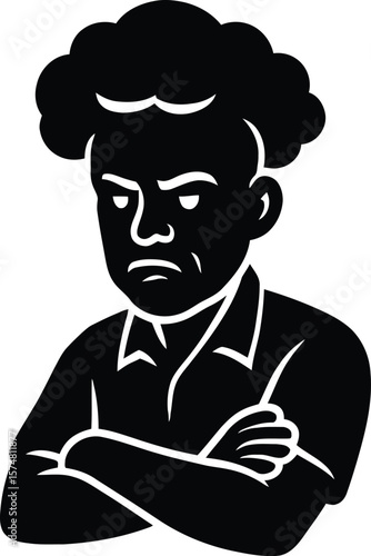 Angry cartoon figure reflecting Hiroshima trauma.