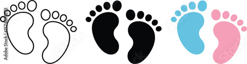 Baby footprints vector illustration set newborn foot print symbol design for baby shower invitation char