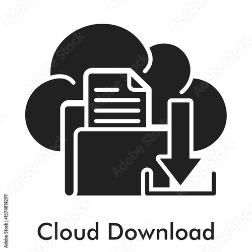 Cloud Download Icon - Glyph Style
