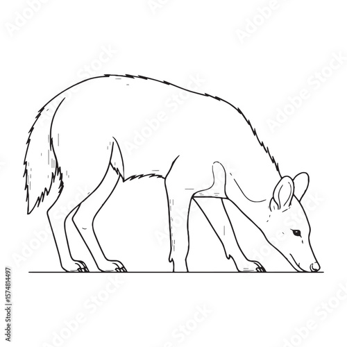 Solid Aardwolf Terrestrial Form Outline - Aardwolf vector - Aardwolf Line art - Aardwolf Drawing - Vector Lineart of Aardwolf - Aardwolf icon - its commanding intricate tiny shape

