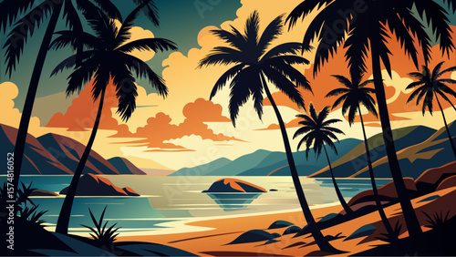 sunset over the beach