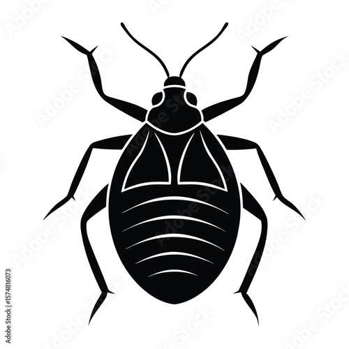 A bold anti-bedbug silhouette shows a bedbug crossed out, symbolizing effective pest control and protection against these tiny, troublesome parasites in homes and spaces.
