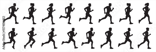 Dynamic Runners A Silhouette Panorama of People in Motion A Celebration of Fitness and Healthy Lifestyles