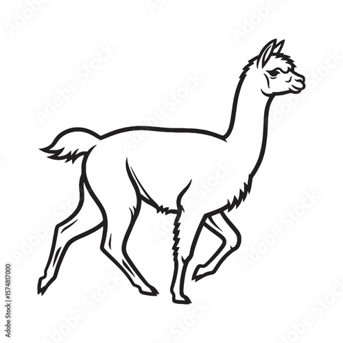 Solid Alpaca Stocky Form Outline - Alpaca vector - Alpaca Line art - Alpaca Drawing - Vector Lineart of Alpaca - Alpaca icon - its commanding intricate tiny shape

