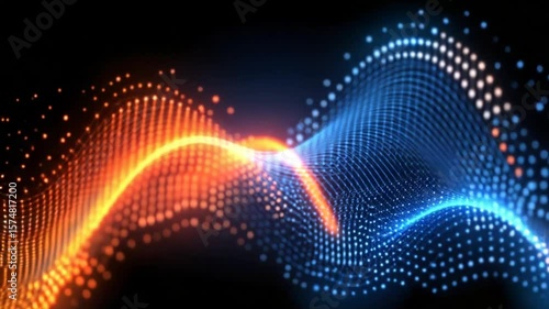 Dynamic particle wave with vibrant colors for abstract background visuals, modern technology