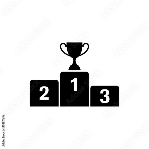 Trophy on Podium Depicting Achievement and Success, Showing the Winners Podium or Ranking Stand