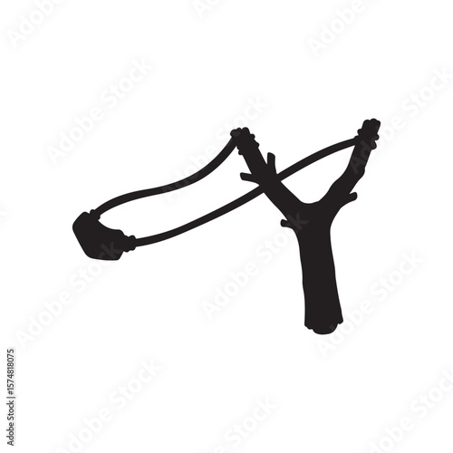 Wooden slingshot from branches vector isolated on white background