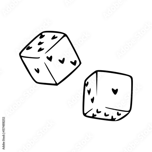 pair of dice with heart pips clipart