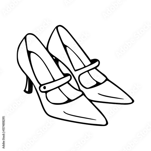stylish vintage Mary jane heels drawing