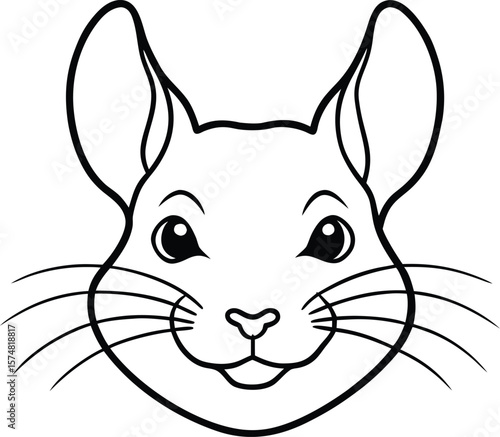 chinchilla head icon line art vector illustration on transparent background