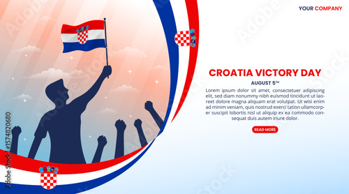 Croatia Victory Day design with a person holding a flag